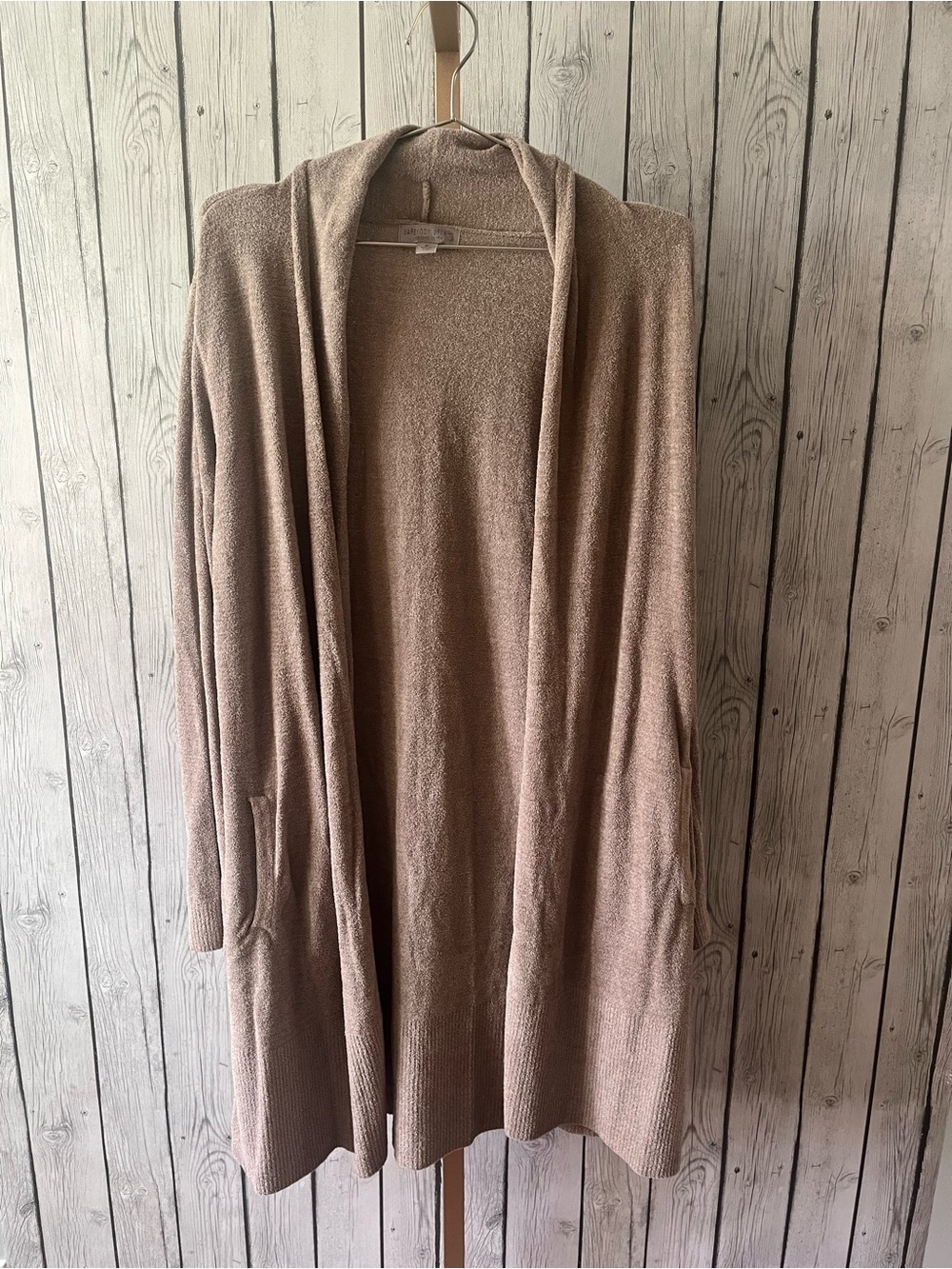 Barefoot Dreams CozyChic Lite Essential Long Cardigan Tan medium